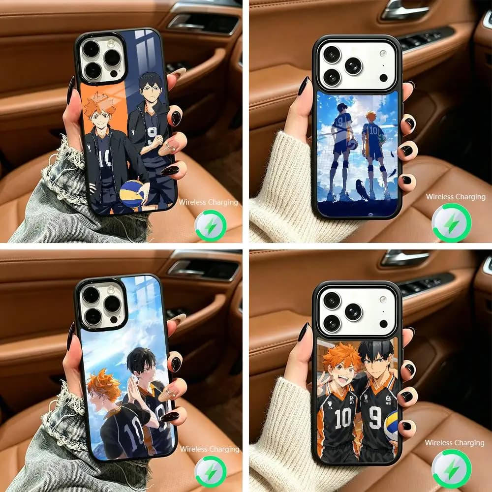 H-Haikyu-Shoyo Hinata and Tobio Kageyama For IPhone17 16 15 14 13 12 11 Plus Pro Max Plus Wireless Charger Phone Case