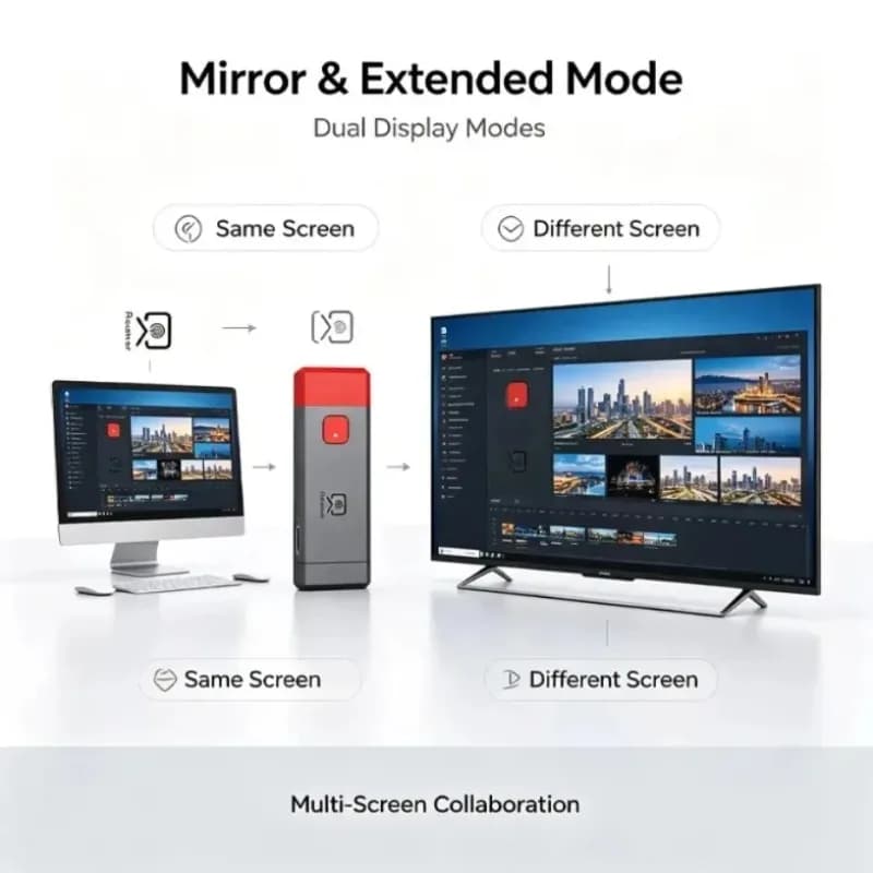 4K Wireless HDMI Transmitter Receiver for Business Presentation Screen Mirroring Dual Display Privacy Button Laptop TV Projector