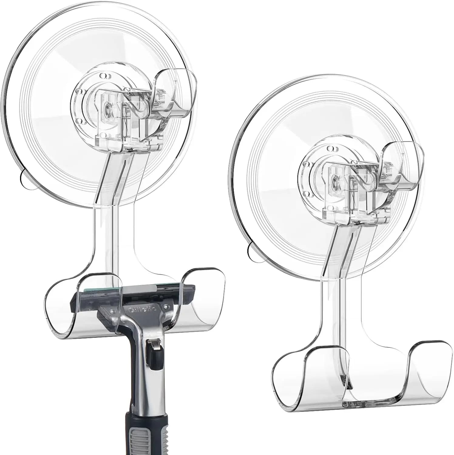 Ganci a ventosa grandi, confezione da 2, ganci a ventosa resistenti e riutilizzabili per bagno, cucina, asciugamani, spugne, chiavi, rasoi