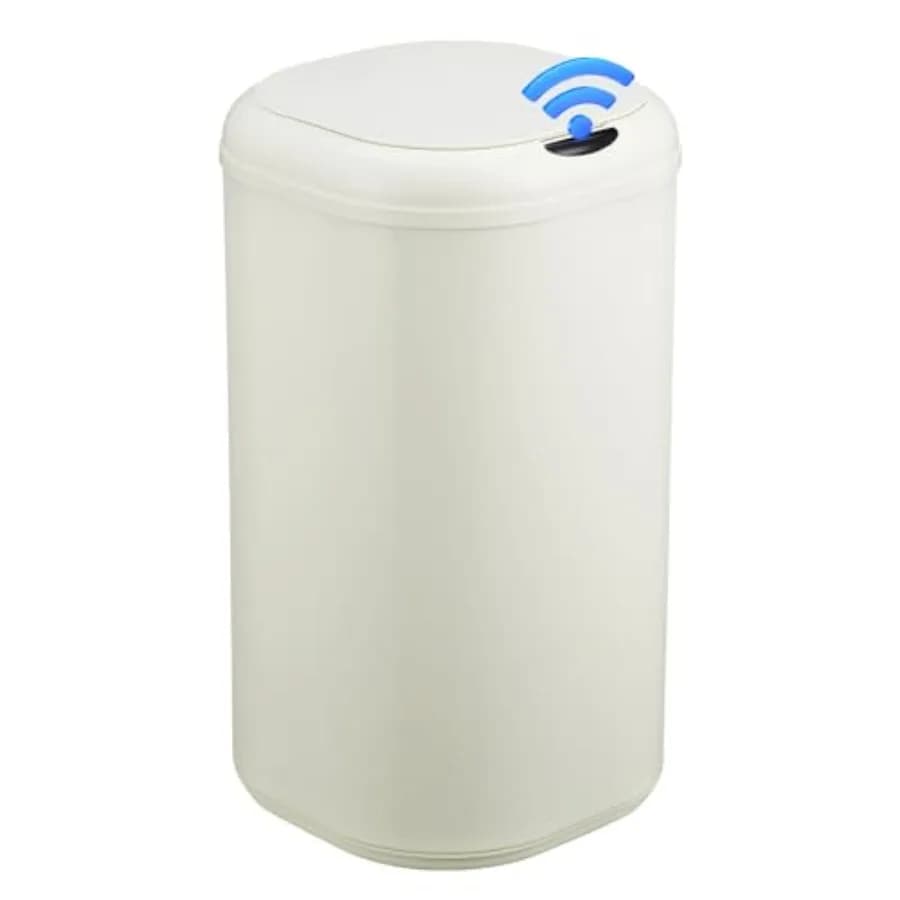 Cestino per Rifiuti con Sensore di Movimento da 8 Galloni per Cucina, Ufficio, Bagno, in Acciaio Inossidabile Beige, Coperchio Automatico Senza Contatto