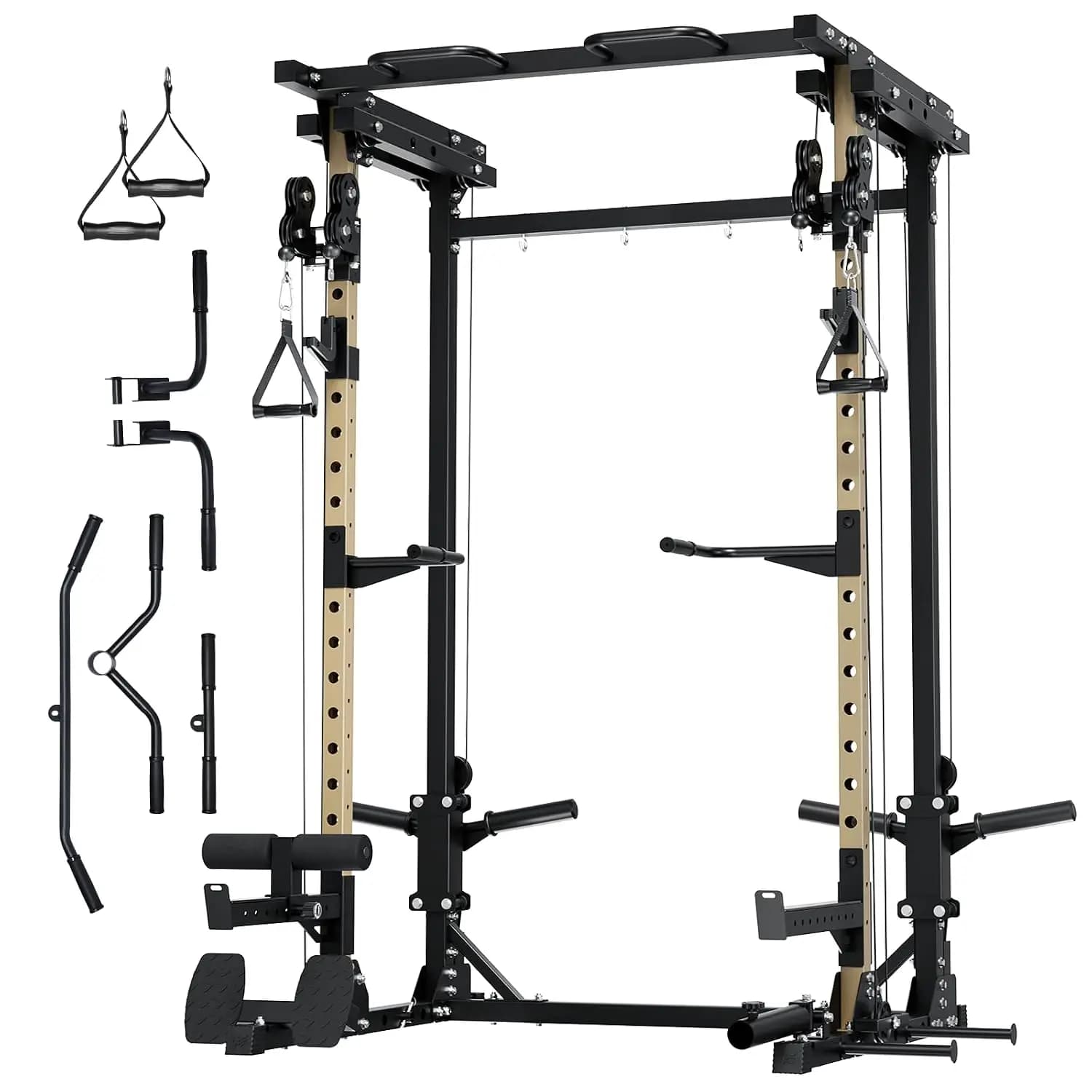 Drone3 Power Rack, 2500lbs Multi-Function Home Gym Squat Rack with Dual Pulley System, Pull-Up Bar & J-Hooks,, Customized