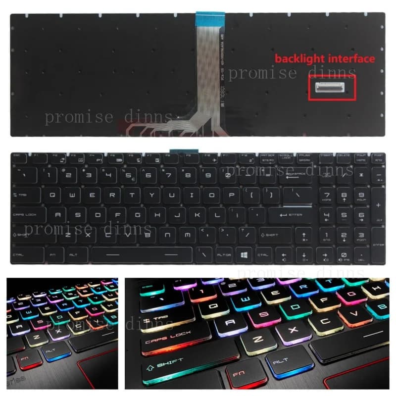 Tastiera USA con Retroilluminazione RGB per Tasto Singolo per MSI GS75 Stealth 10SE 10SF 8SE 8SG 9SD 9SF