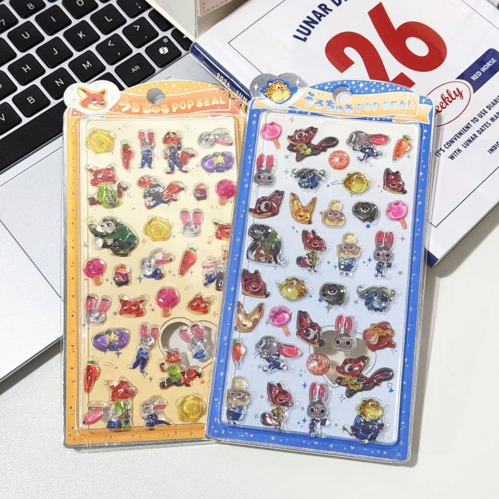 Adesivi Kawaii Disney Zootopia 3D Trasparenti in Gelatina Cristallina, Cartoni Animati Carini per Decorazione Fai-da-Te di Quaderni, Custodie per Telefoni, Giocattoli per Bambini
