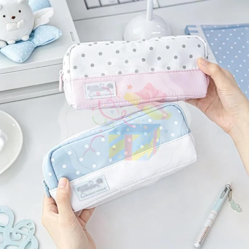 Strawberry Polka Dot Pencil Case Large Capacity Cute Decorative Stationery Holder for Desk School Office Display