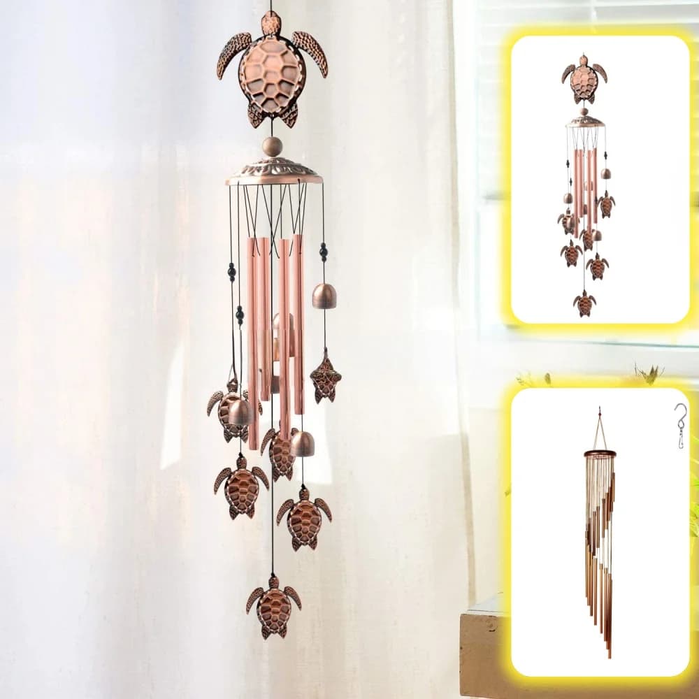 Aluminum Tube Musical Wind Chimes Unique Hanging Turtle Wind Chimes Metal Garden Decoration Pendant Outdoor Condolence Bell