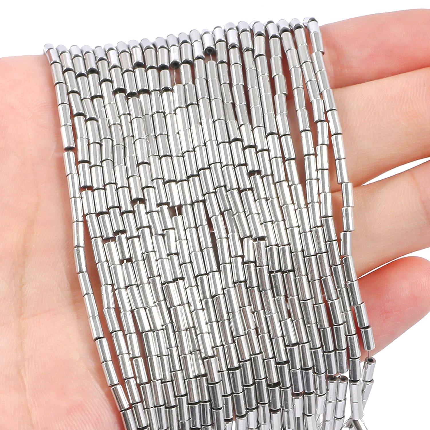AAA Rhodium Plated Hematite Loose Beads 4x2mm 8x2mm Round Tube Shape Beads For Jewelry Making Diy Bracelet Necklace Making