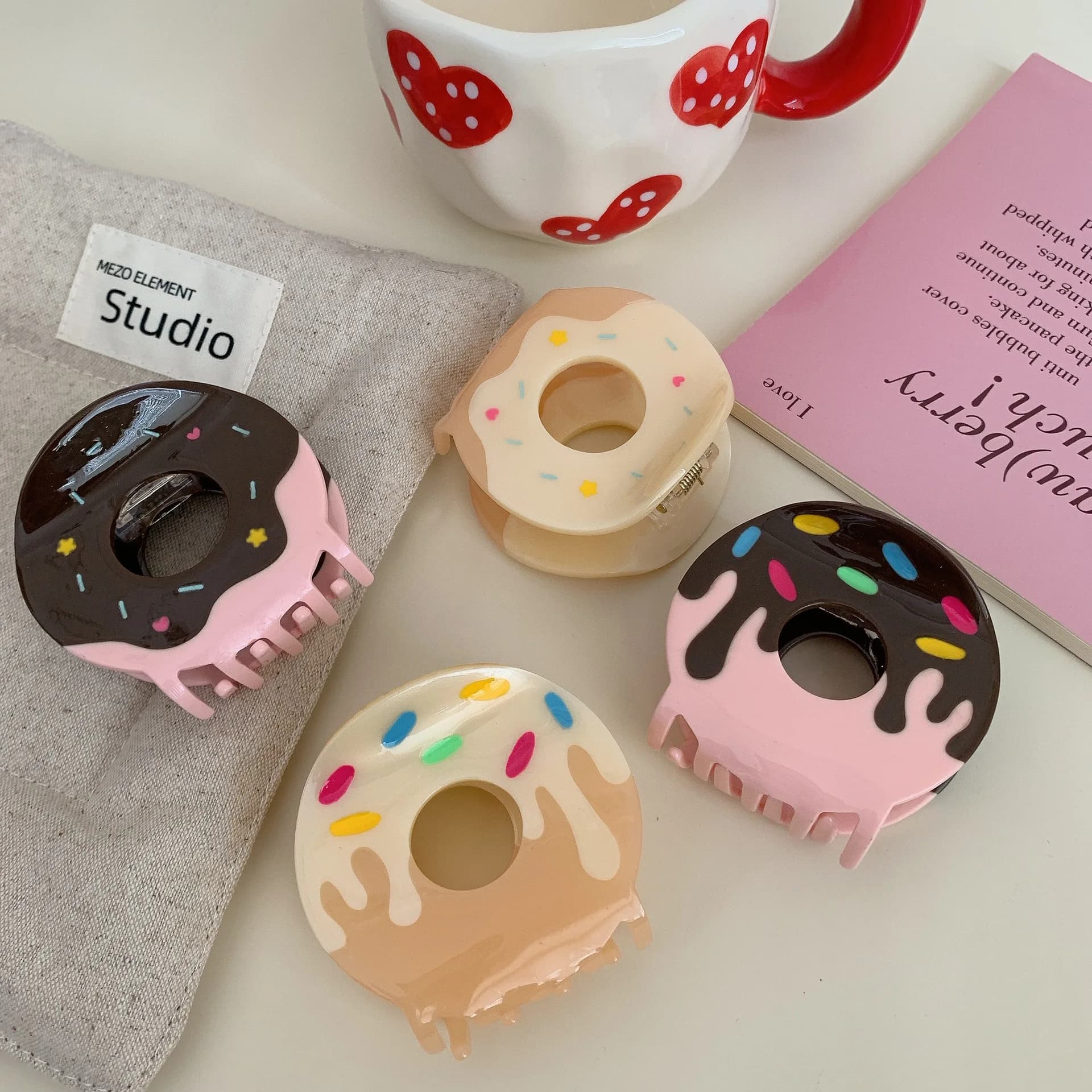 1pc new acetic acid grab creative hair donut cute hair clip round grab clip back of head disk hair shark clip accessory for hair