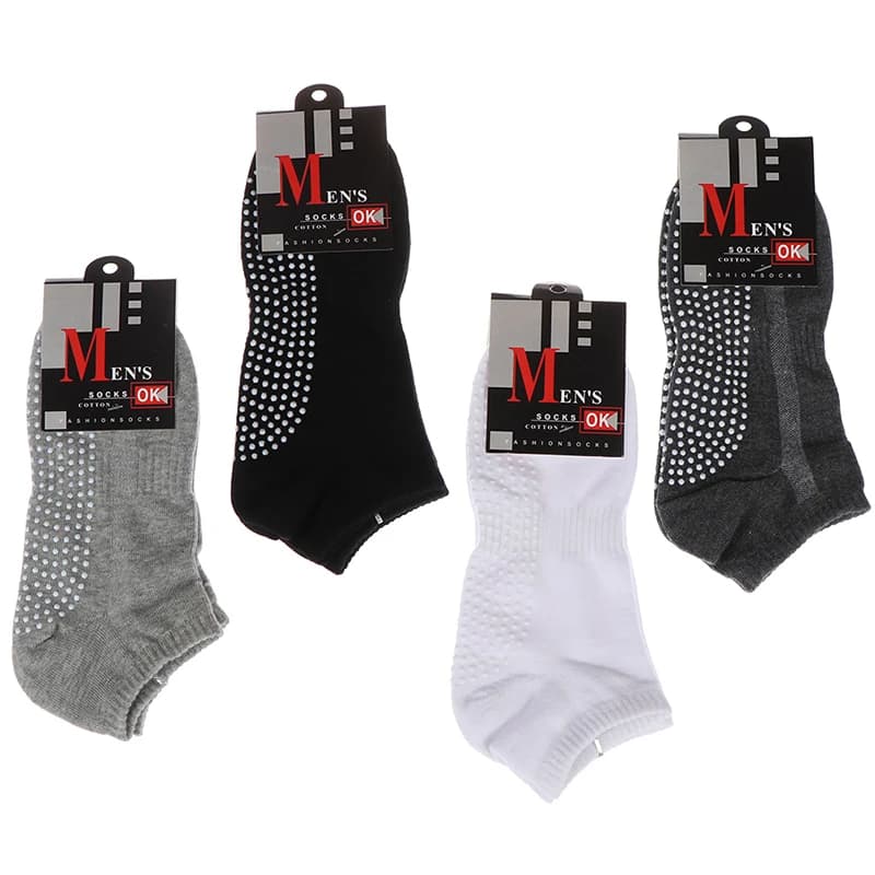 1 pair of men's cotton non-slip yoga socks with breathable anti-slip floor socks for pilates gym size 39-44