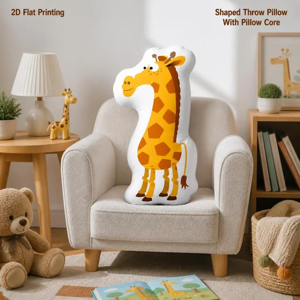 Cartoon Giraffe Animal Lovers Gift Plush Pillow Cushion Irregular Stuffed Throw Pillow Home Decor Gift Sofa Bed Home