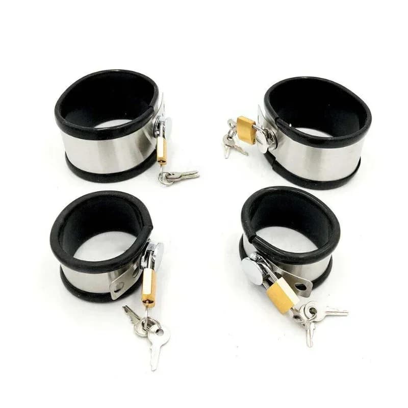 Adults Adjustable Chastity Belt Stainless Steel Waistband Restraints Lockable Wear BDSM Hand Ankle Cuffs Thigh Rings Sex Toys