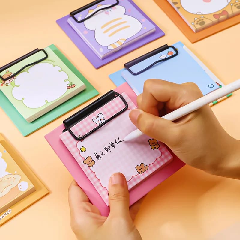 1 pz Cartoon Board Clip Sticky Note Book Studente Ins Girl Memo Sticky Note Studio Ufficio Carta per messaggi non appiccicosa