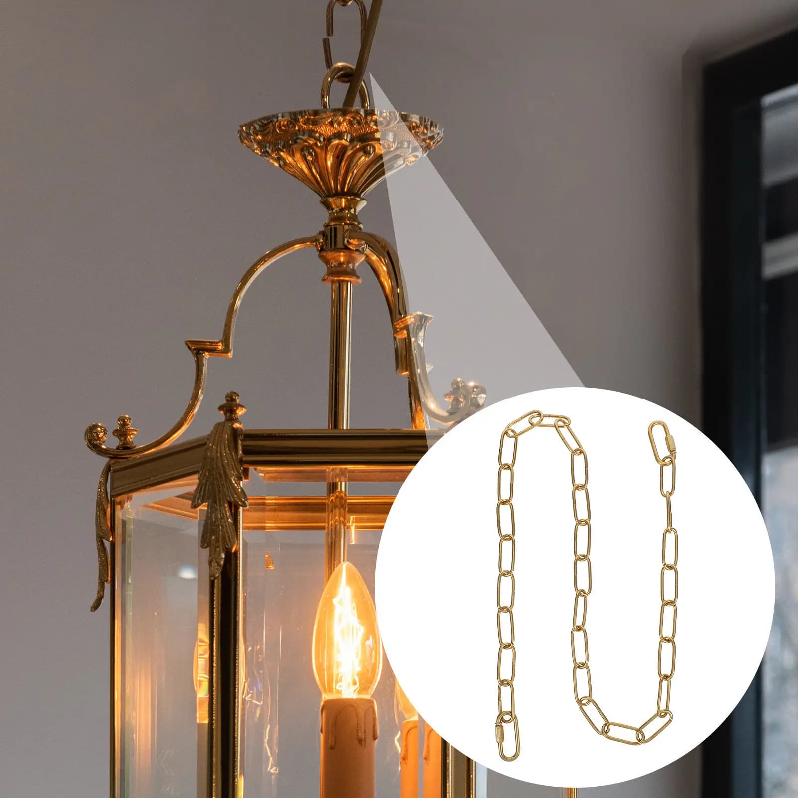 Set di Catene in Ferro Robuste per Lampadari, Lampade a Sospensione, Lanterne, Catene di Estensione Resistenti con Chiusure