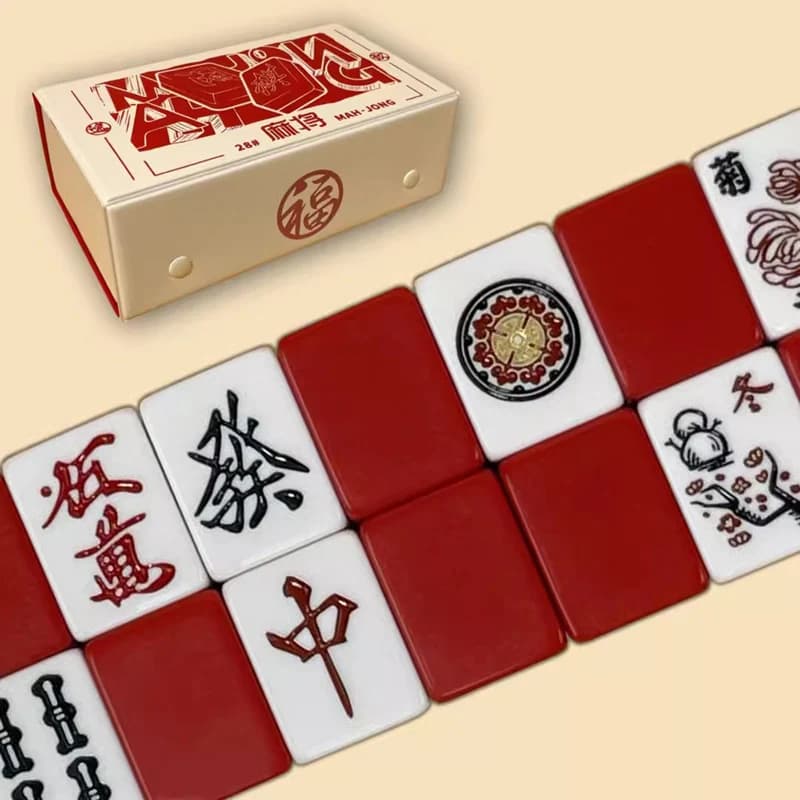 Set Mahiong giapponese da 148 pezzi, gioco da tavolo per famiglie di altezza 28 mm, piccolo gioco da Mahjong portatile per sfregamento a mano da viaggio