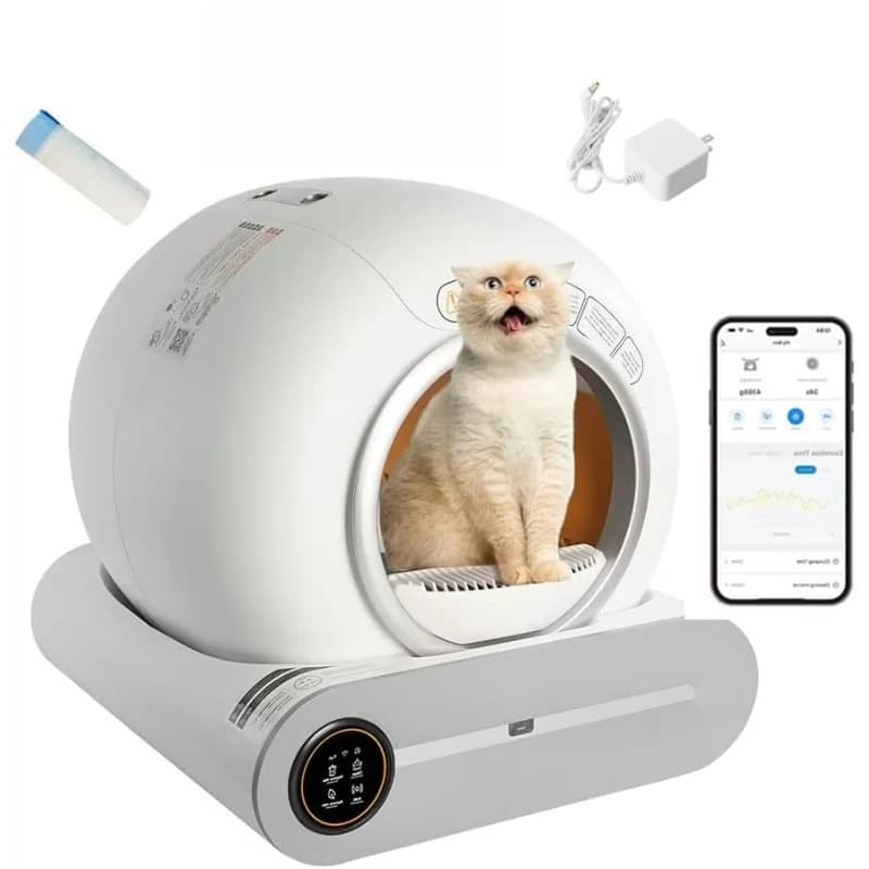 Lettiera Automatica Intelligente Elettrica Chiusa per Gatti di Taglia Grande con Funzione Auto-Pulente, Wi-Fi e Smart Control