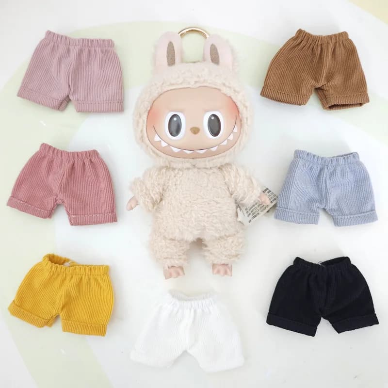 Labubu Doll Clothing 15cm/17cm Universal Shorts & Sweater Striped Set - For Labubu I/II Idol Dolls Sitting Party