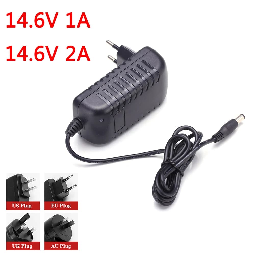 Intelligent intelligent battery charger 14.6V 1A 2A 1000mA 2000mA for LiFePO4 4S 12.8V LiFe EU/US/AU/UK Plug