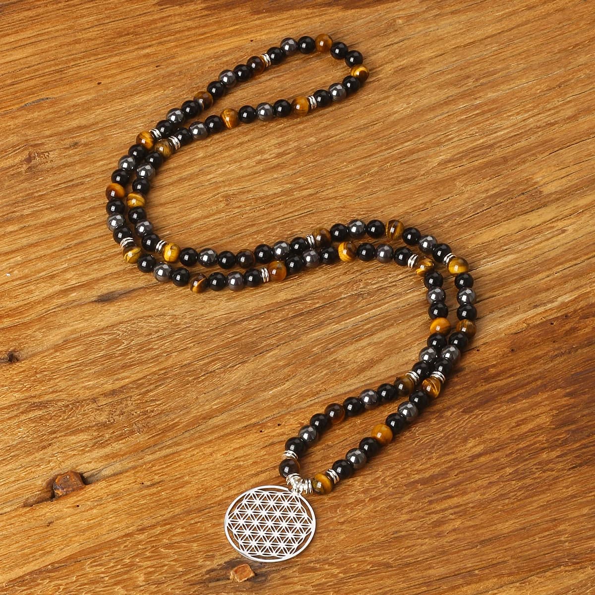 Natural Tiger Eye Obsidian Hematite Beads Multi Layer Bracelets Men Women Dream Catcher Stainless Steel Pendant Jewelry Gifts