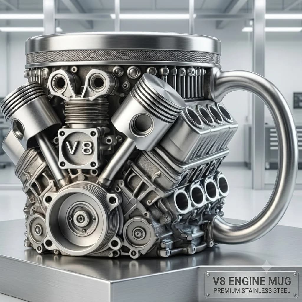 V8/V6 Engine Stainless Steel Cup 3D Piston Coffee Mug Barbecue Beer Stein Tea Cups Creative Mechanic Gifts For Car Lovers Men