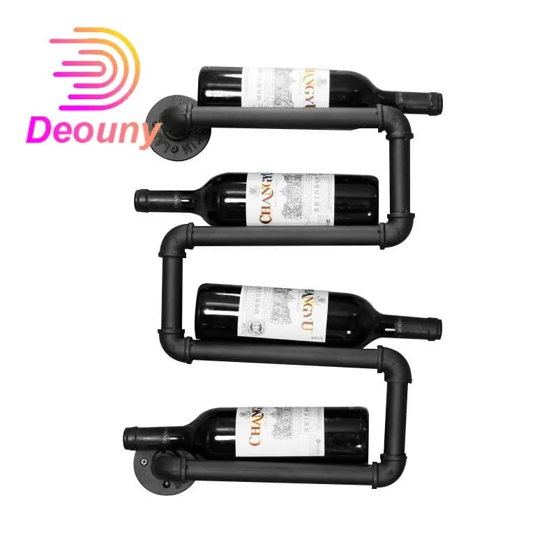DEOUNY portabottiglie da parete in metallo portabottiglie decorazione per la casa creativa portabicchieri da vino appeso a parete per pipa ad acqua