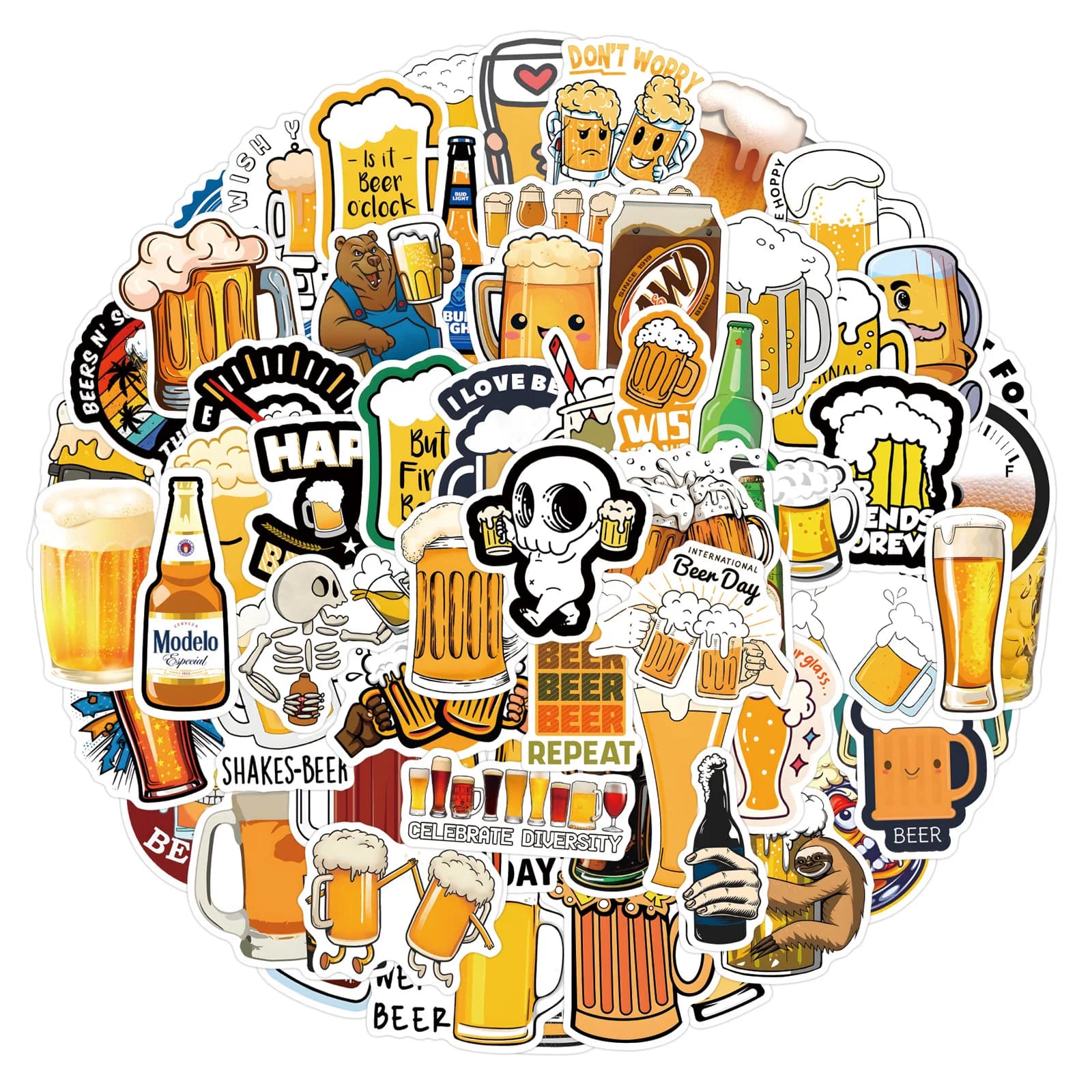 110pcs Cartoon Beer Graffiti Stickers Set Aesthetic Cute Decals Scrapbook Diary Phone Laptop Waterproof Stickers