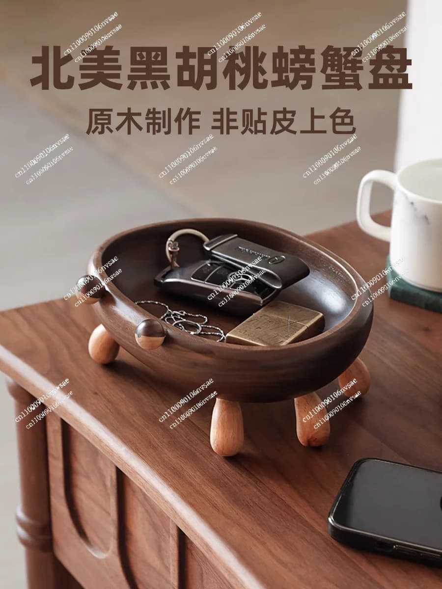 Tea several food plate Dried fruit Solid wood Japanese original creative gift Tall solid wood crab storage plate Wooden fruit