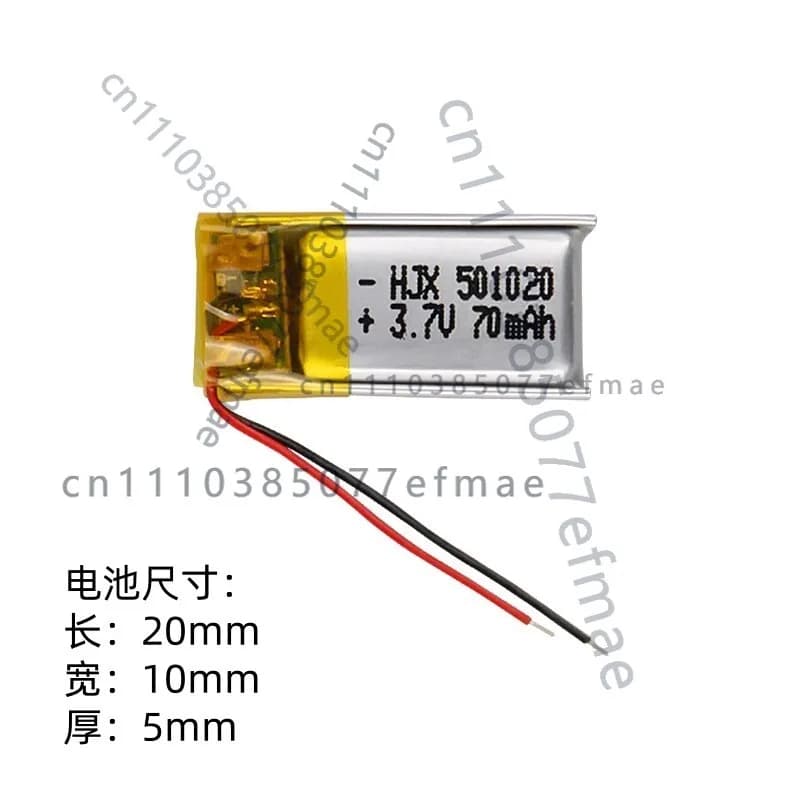 Batteria al litio 501020, batteria piccola per auricolari Bluetooth TWS wireless, batteria ricaricabile per occhiali 3D, smartwatch e giocattoli