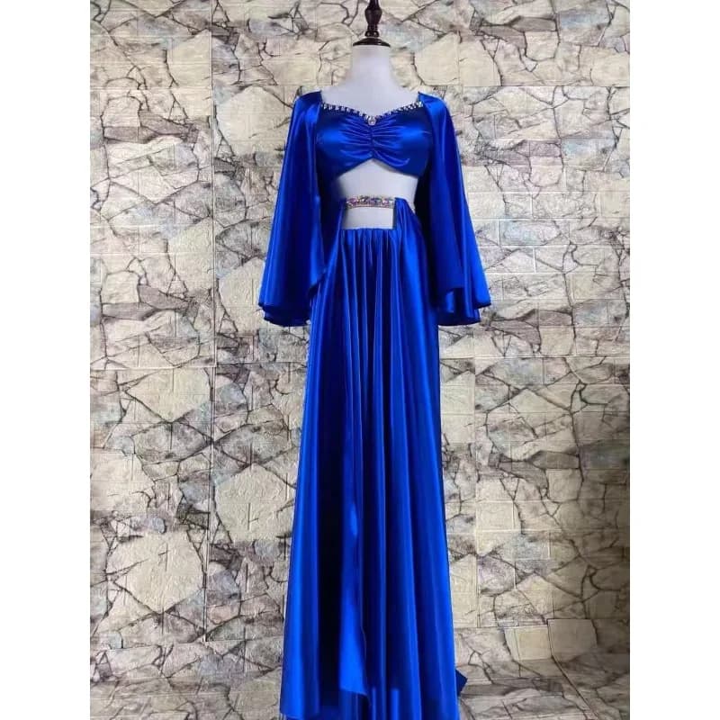 Costume di danza del ventre con diamanti incastonati in raso, uniforme da spettacolo, gruppo di classe, abbigliamento da ballo, pendolo di cristallo da donna, spettacolo professionale