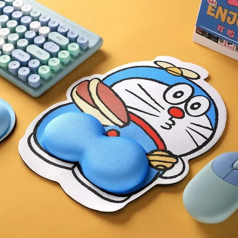 Tappetino per Mouse in Silicone con Design Anime Doraemon, Poggiapolsi Ergonomico Antiscivolo per Tastiera e Mouse, Ideale per Ufficio
