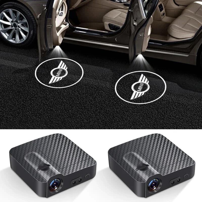 1/2 Pezzi Luci di Benvenuto LED Wireless per Auto, Lampada Proiettore HD per MINI One Cooper JCW Countryman Clubman Cabrio Paceman Coupe
