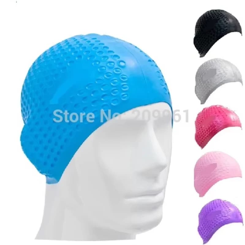 Swim cap in Silicone Pitting Dot particles silica gel dive swimming protection headphones hats for men woman unisex