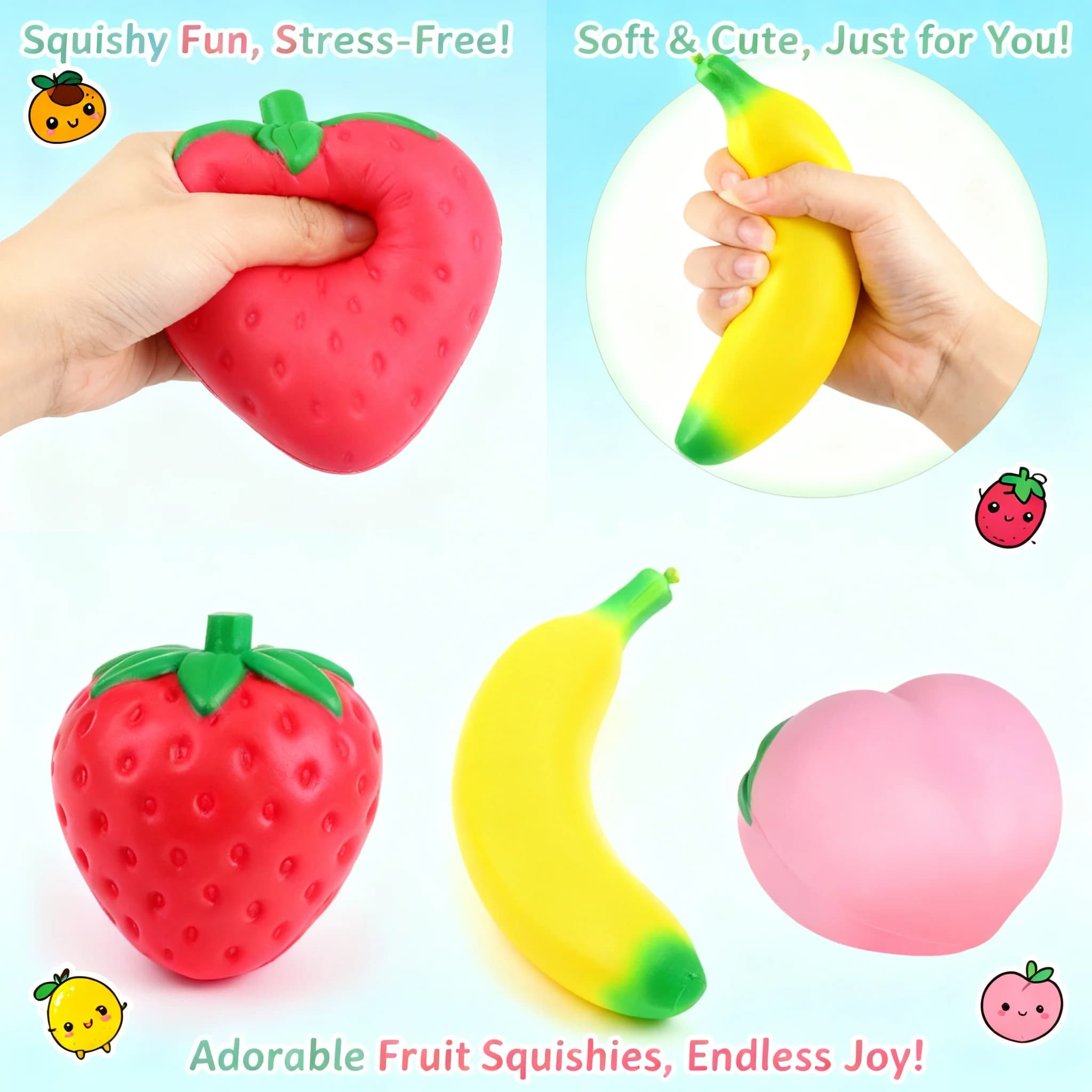 Squishy Super Jumbo a Forma di Fragola, Giocattolo Antistress a Lenta Risalita per Adulti e Bambini, Non Tossico, per Alleviare l'Ansia