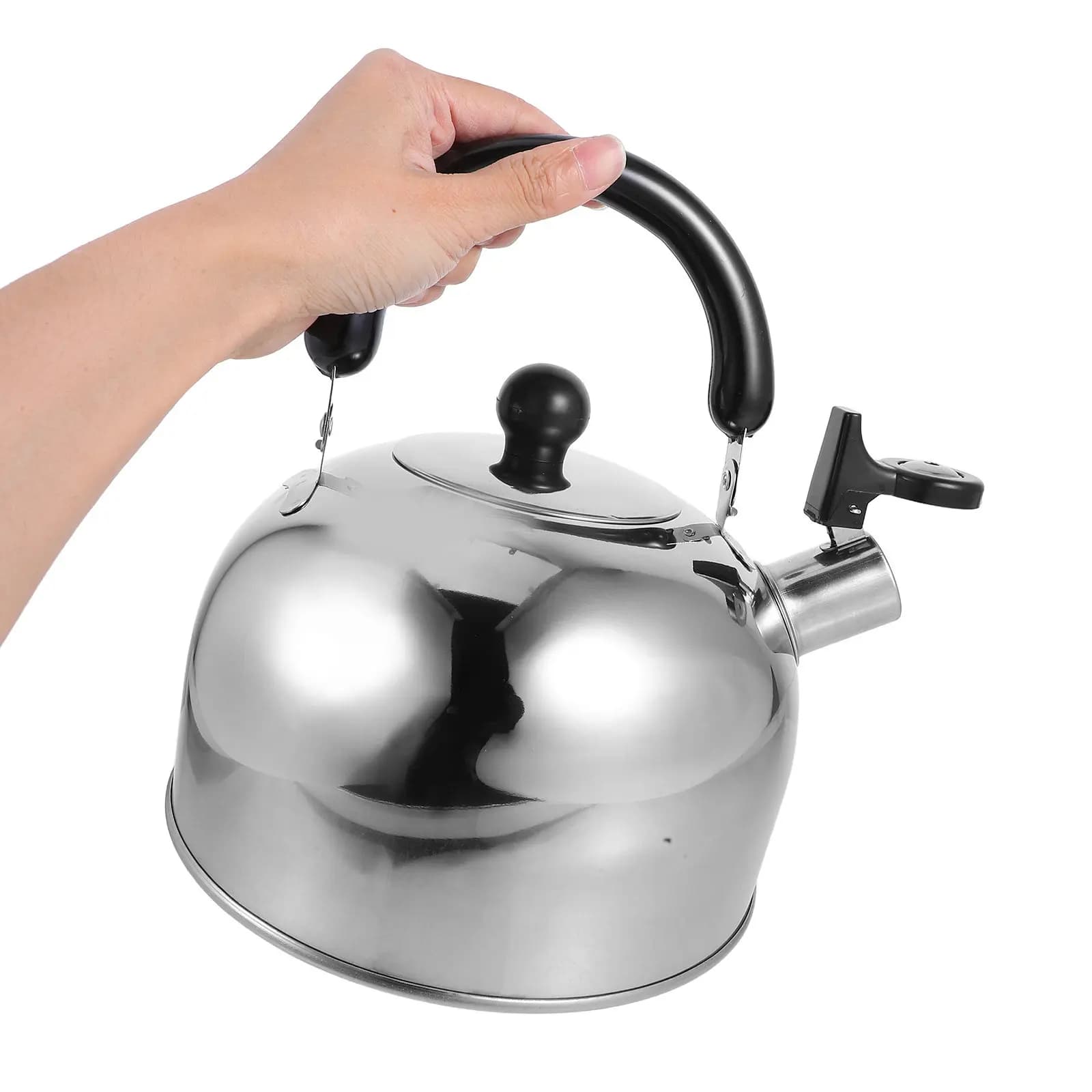 Stainless Steel Whistling Kettle 3L Stovetop Tea Kettle with Cool Ergonomic Grip Flat Bottom for Gas Induction Electric Cooktops
