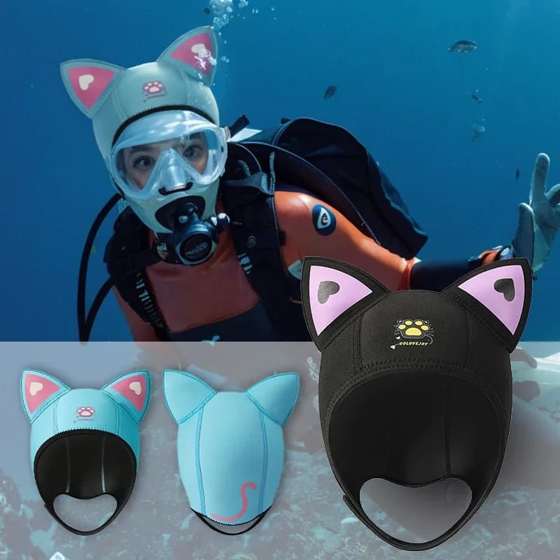 Sub Hat with Cat Ear for Women Man Quick Drying Breathable Protection Dip Copricapo Cute Swim Hat with Subgola