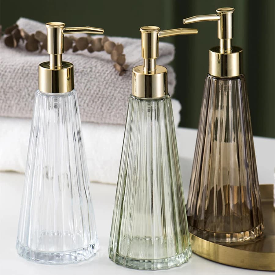 Bottiglia di lozione a forma di ombrello Dispenser di sapone di lusso 300ML Bottiglia di gel doccia in vetro liquido riutilizzabile per il bagno dell'hotel