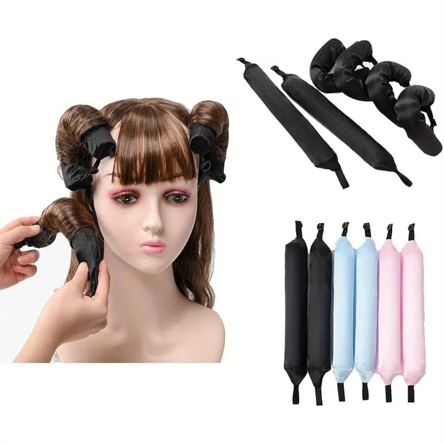 Set di 12 bigodini per capelli senza fili con bottoni, rulli in schiuma per onde grandi, strumento per arricciare i capelli in schiuma