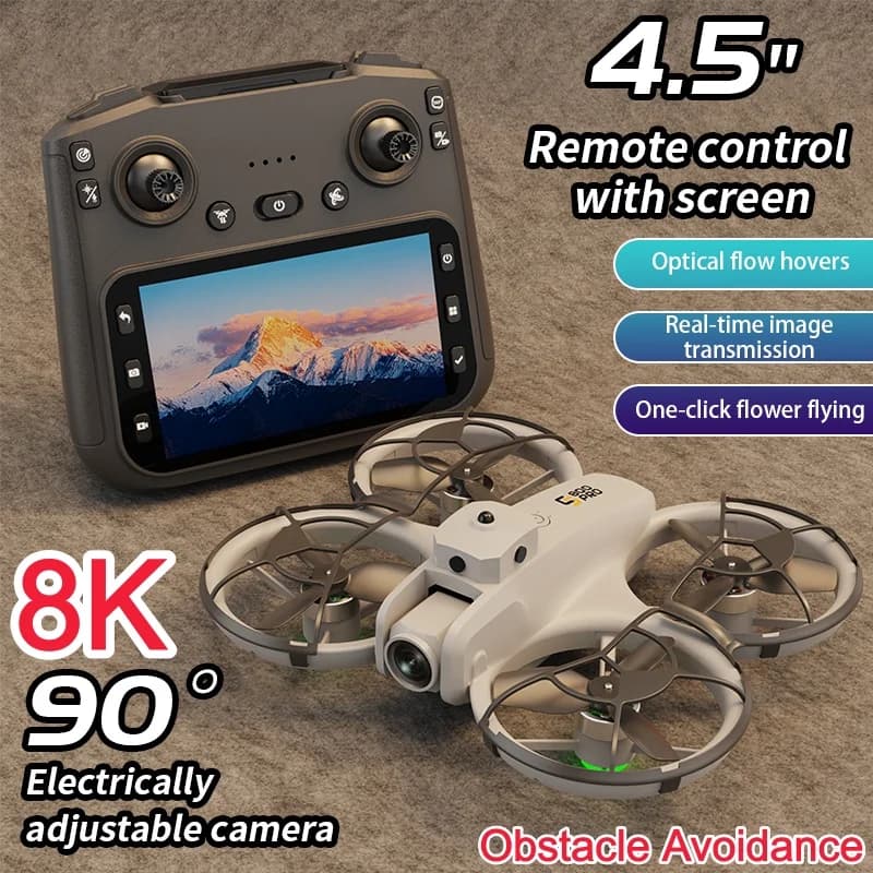 360 ° Protection to avoid obstacles 4,5 inch Screen Remote Control Quadcopter 2.4G Optical flow without brushes Hover WIFI FPV RC drone