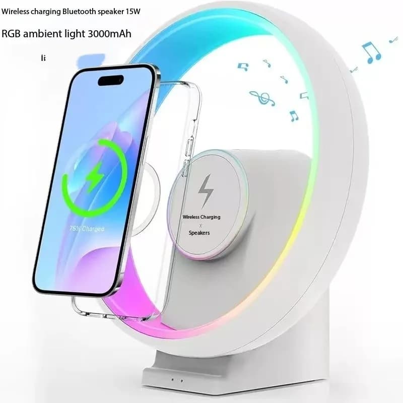 Wireless Charging Bluetooth Speaker RGB Atmosphere LED Light Speaker Bedhead Bedroom Desk Lamp Small Speaker Desktop Decoration