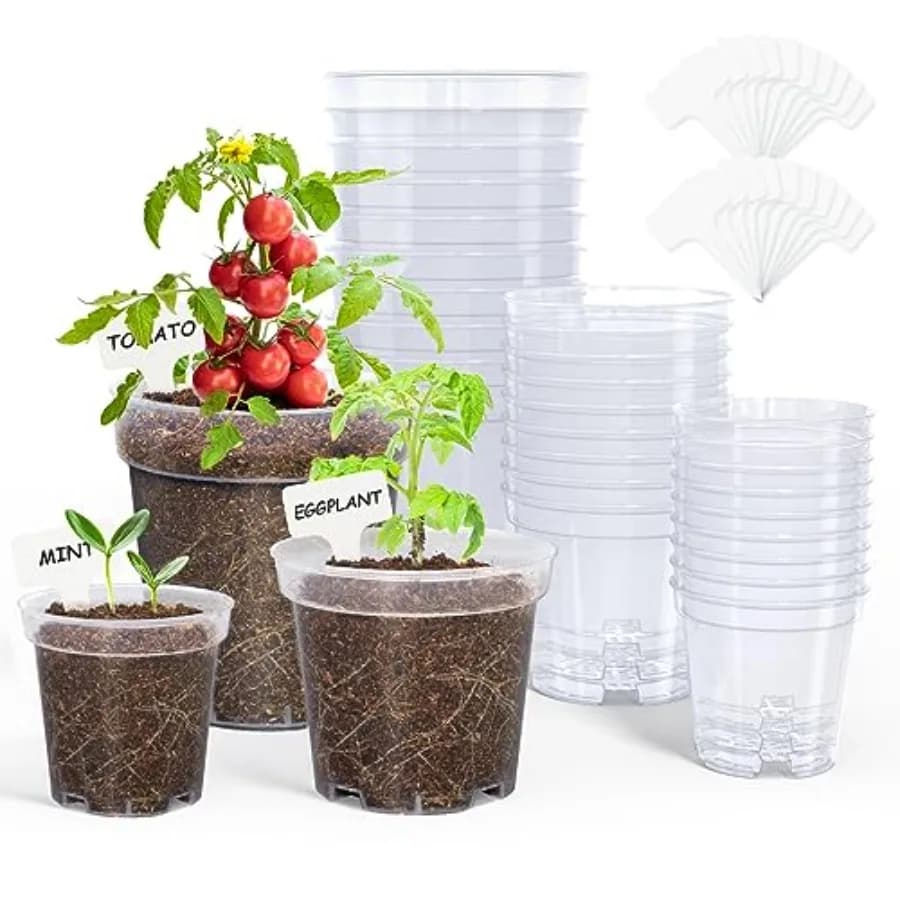 Nursery vases (packing 4), plant vases, plastic nursery vessels with drainage holes for seed germination, for plant and flower cultivation.
