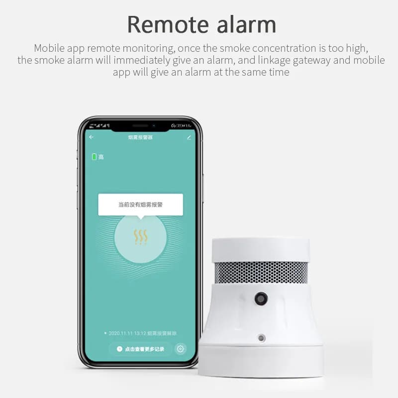 Avviso di perdite di gas wireless Sensore di allarme push remoto Rilevazione antincendio a bassa potenza domestica Rilevatore di fumo Tuya Graffiti Smart Zigbee