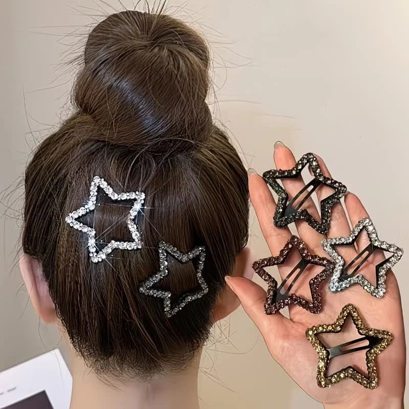 4 fermagli per capelli a forma di stella con strass lucidi, stile Y2K, eleganti forcine per capelli da donna, per uso quotidiano, feste, banchetti, matrimoni, accessori per capelli da sposa