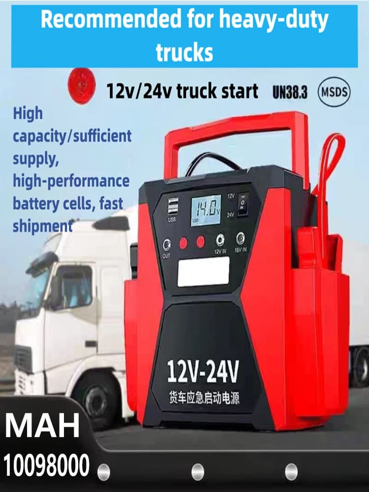 Avviatore di Emergenza per Auto 12V/24V da 56000mAh con Corrente di Picco 4000A, Power Bank per Batterie di Camion