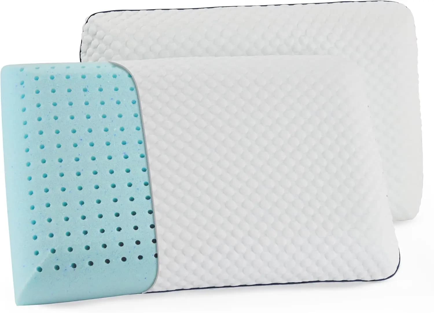 Cuscino in Memory Foam Gel, Confezione da 2, Misura Standard, Durezza Media, per Supporto Collo e Spalle, Ideale per Chi Dorme su Schiena e su Fianco, Essenziale per Casa e Hotel