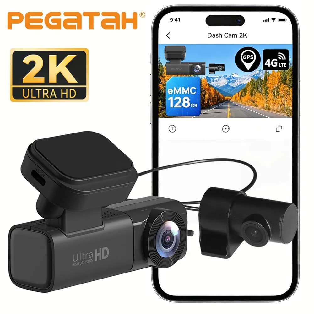Dash Cam 4G LTE con WIFI e GPS, Mini DVR per Auto con Doppia Lente Frontale 4K, Telecamera per Auto, Scatola Nera, Visione Notturna, Monitoraggio Parcheggio 24H