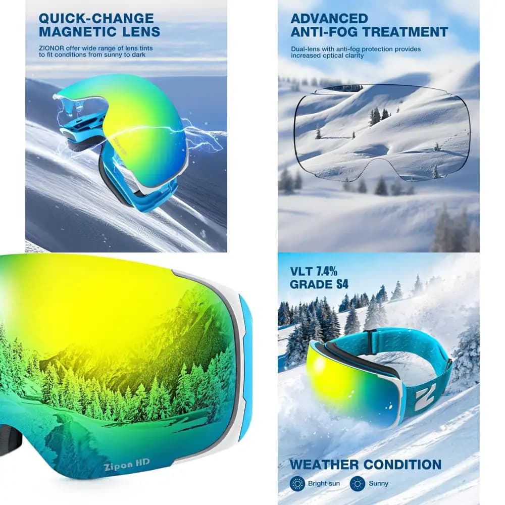 Occhiali da sci per adulti con lenti HD con occhiali da snowboard con cerniera per uomo e donna