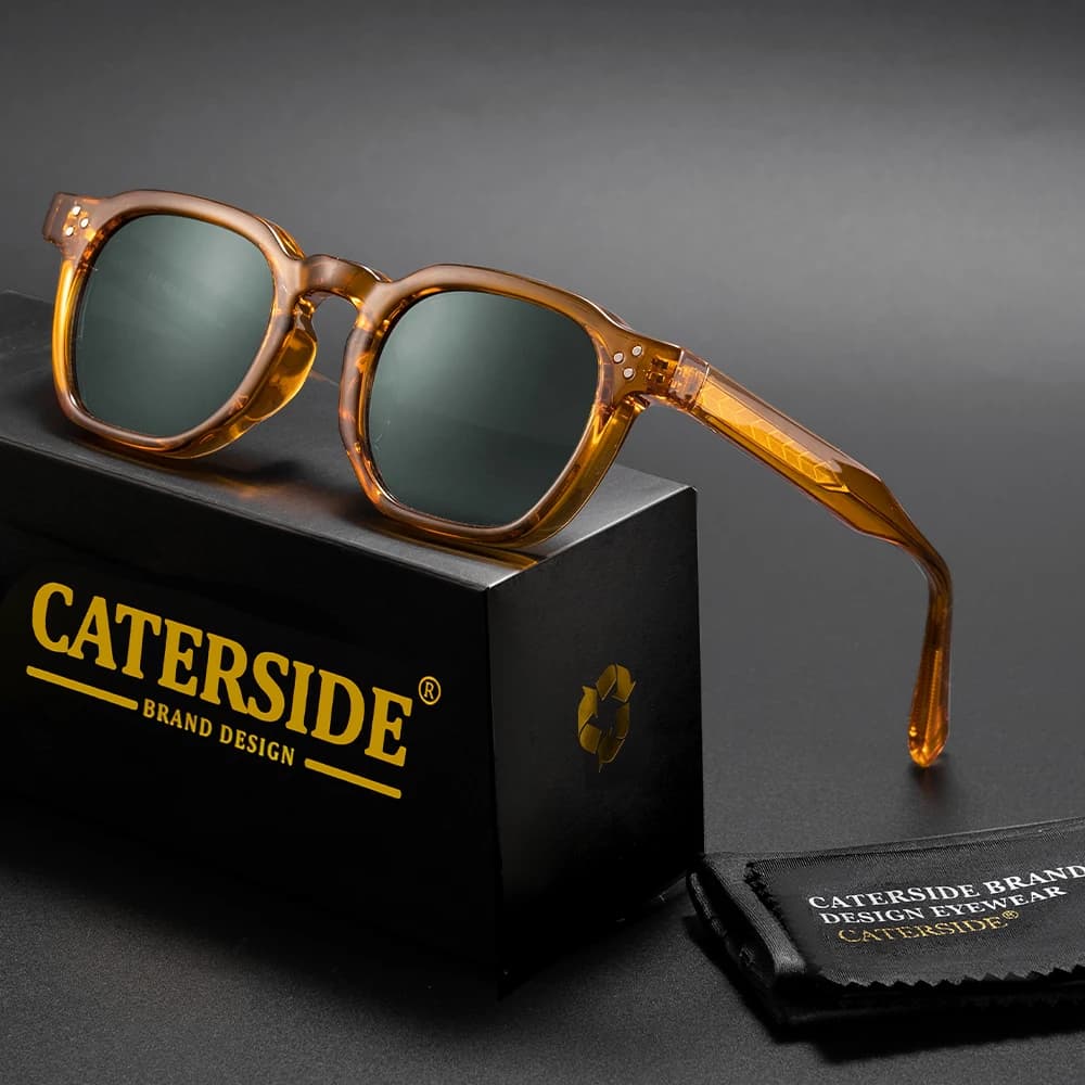 CATERSIDE New Men's Sunglasses Square Personalized Temple Tips Design Sun Glasses Women's Travel Party Eyewear Festival Gift