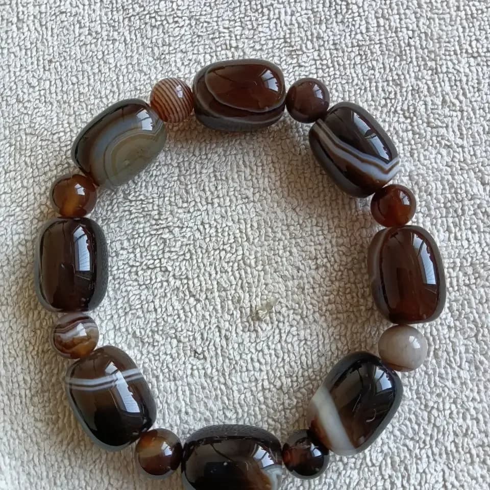 Natural silk-twisted agate drum bead bracelet, transfer bead bracelet, couple men's and women's transfer bracelet.
