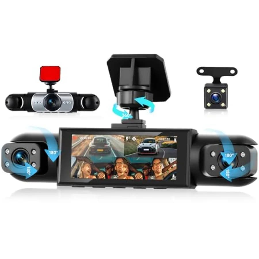 4 Canali 360 ° Telecamera per auto anteriore e posteriore, laterale sinistra e destra, Dash Cam per auto, visione notturna integrata, rilevamento sensibile del movimento 4