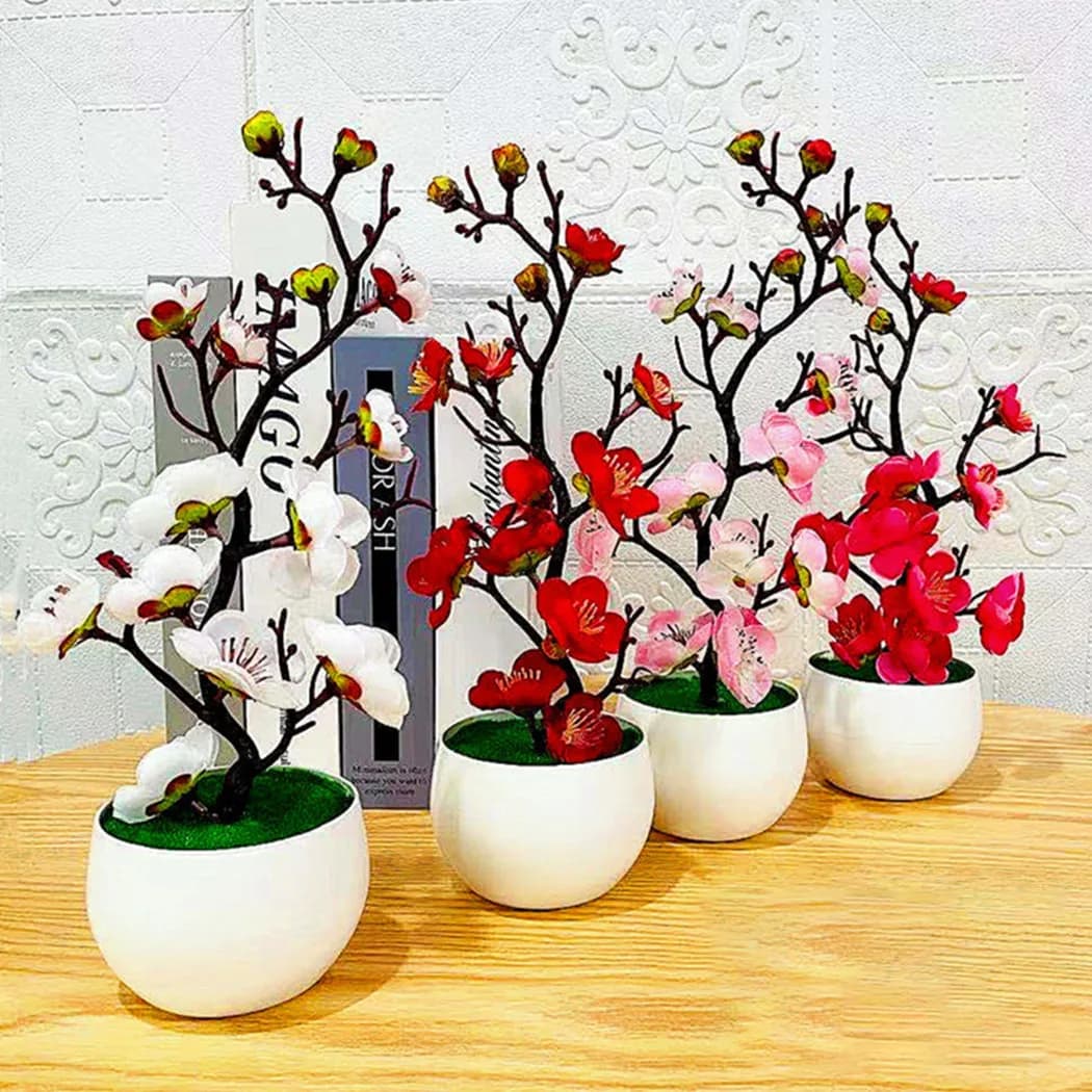 Piante Artificiali, Fiori Finti, Bonsai con Vaso, Fiori di Seta, Decorazioni per Casa, Stanza, Matrimonio, Ornamenti da Scrivania, Casa e Ufficio