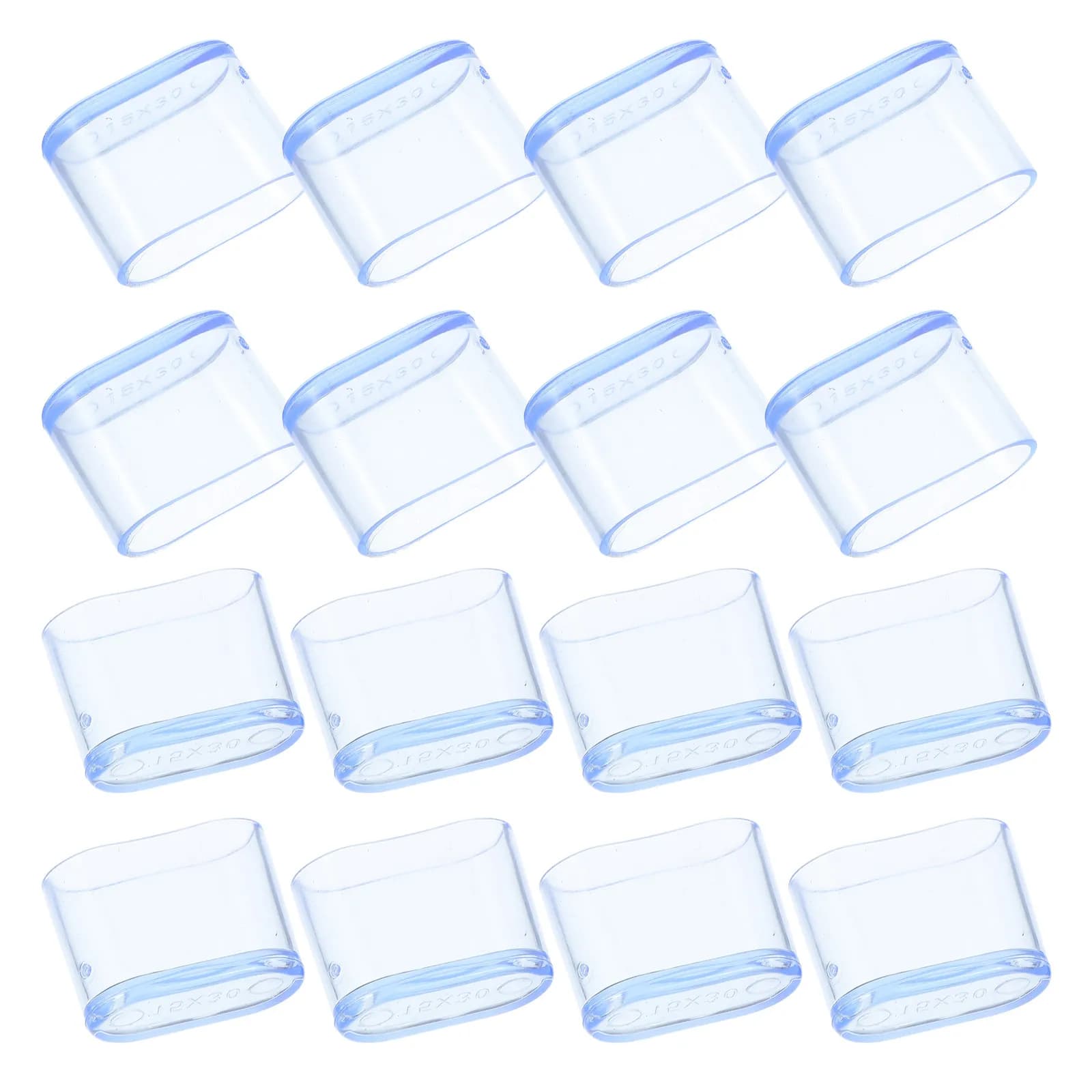 16Pcs Chair Feet Protectors Oval Transparent PVC Furniture Leg Caps Anti-Slip Noise Reduction for Hardwood Floors Dining Room