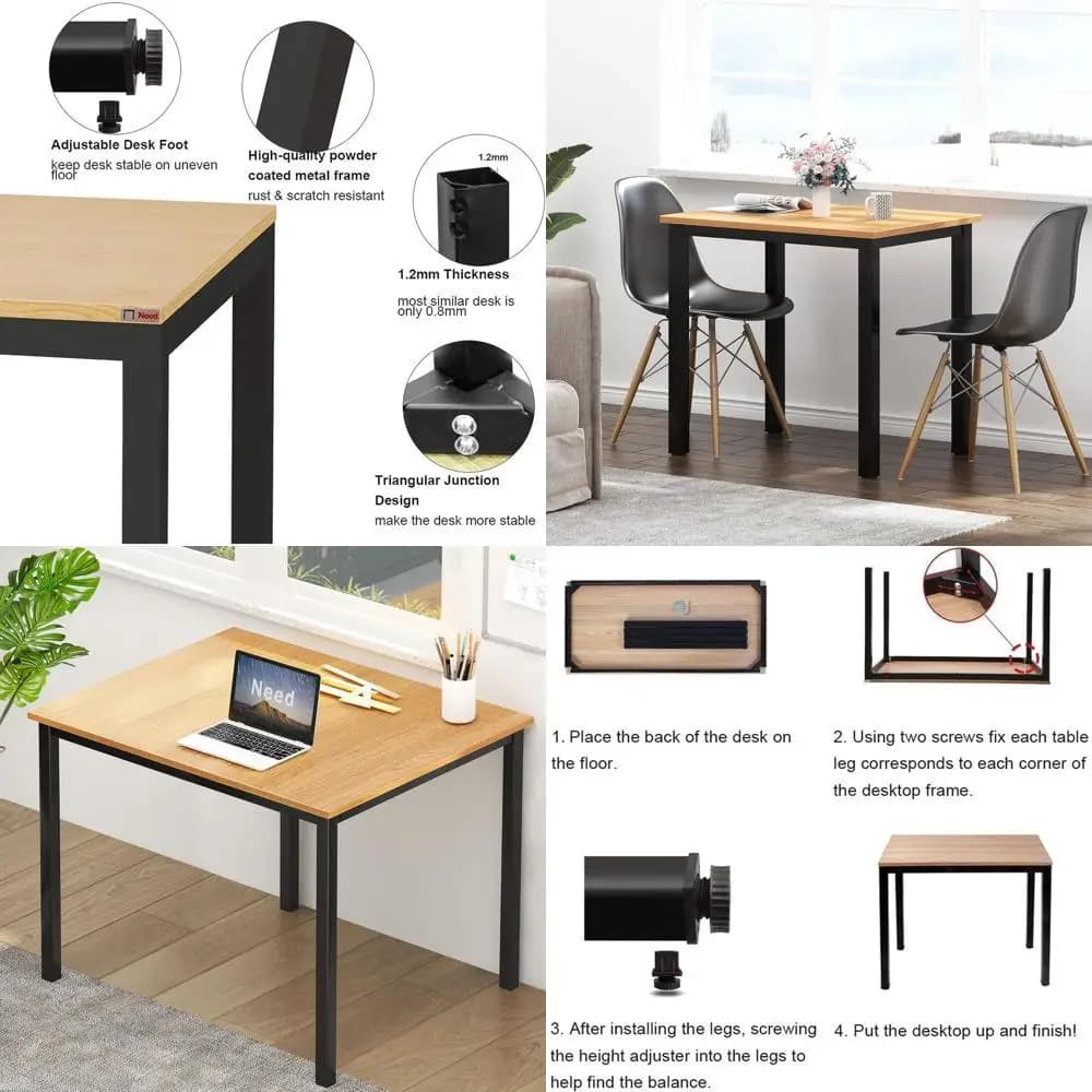 Scrivania compatta da 31,5 in teak per uso home office, laptop e giochi